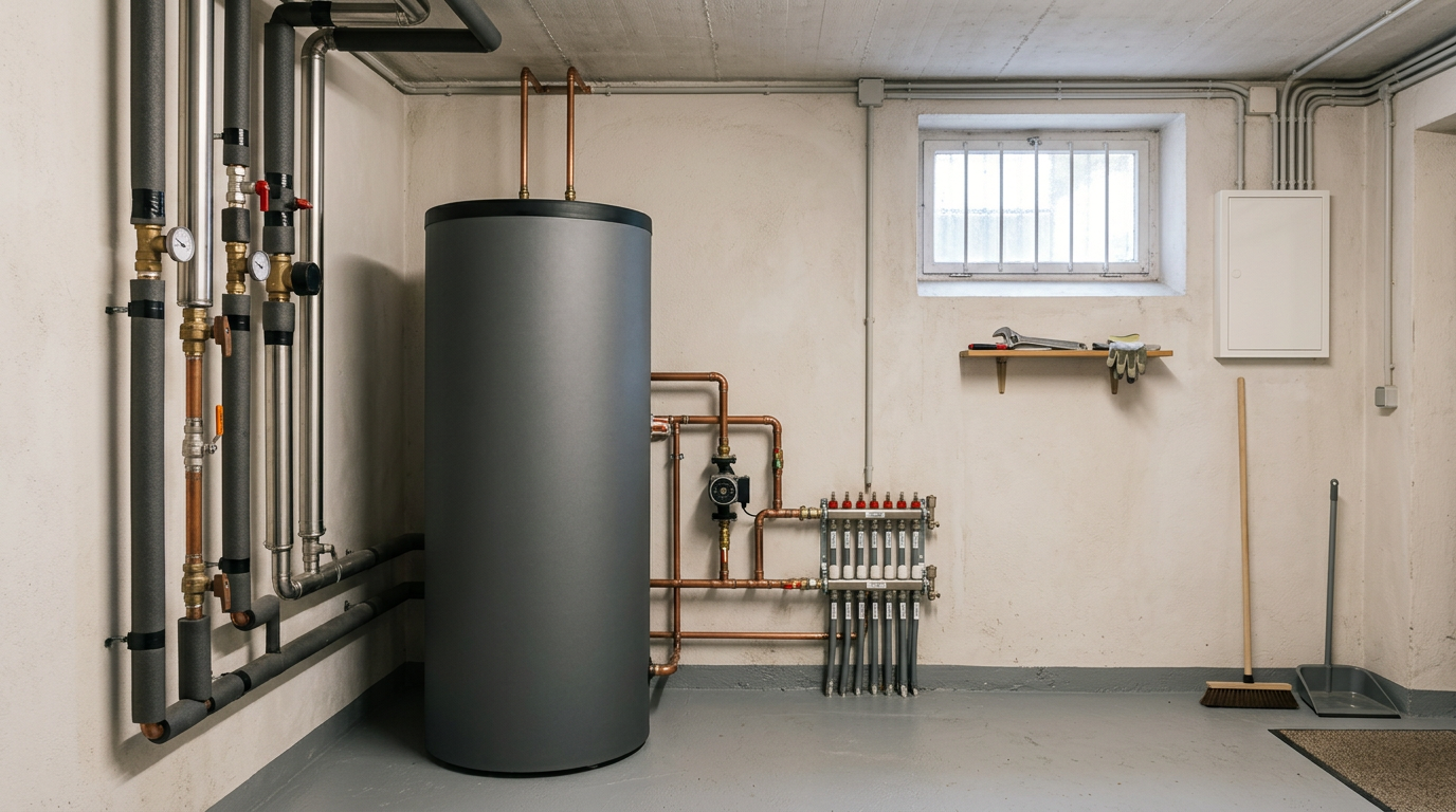 Solvis-Schichtenspeicher und Solarthermie-Kollektoren für Warmwasserbereitung